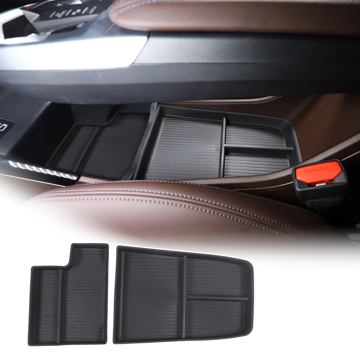 

TPE Black Car Central Control Lower Storage Box Mobile Phone Tray For BMW X1 IX1 U10 U11 2023-2024 Auto Interior Accessories