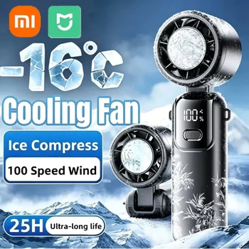 Xiaomi Mijia Ice Cooling Handheld Fan 100 Speeds Turbo Portable USB Desk Foldable/Hangable For Outdoor Fast Chill Ice Compress 1