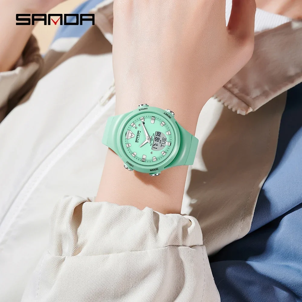 SANDA Men's Dual Display Luminous Sports Watch - Shockproof Fashion Electronic Quartz