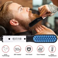 Electric Flat Iron Curler Straightener Comb Hair Beard Straightener Cordless Fast Heating Straightening Brush Machine For Men 1