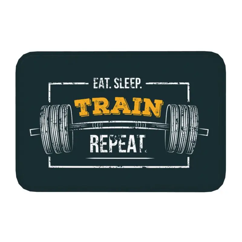 EatSleepTrainRepeatGymMotivationalQuoteCarpetFloorDoorKitchenBathMatBodybuilding