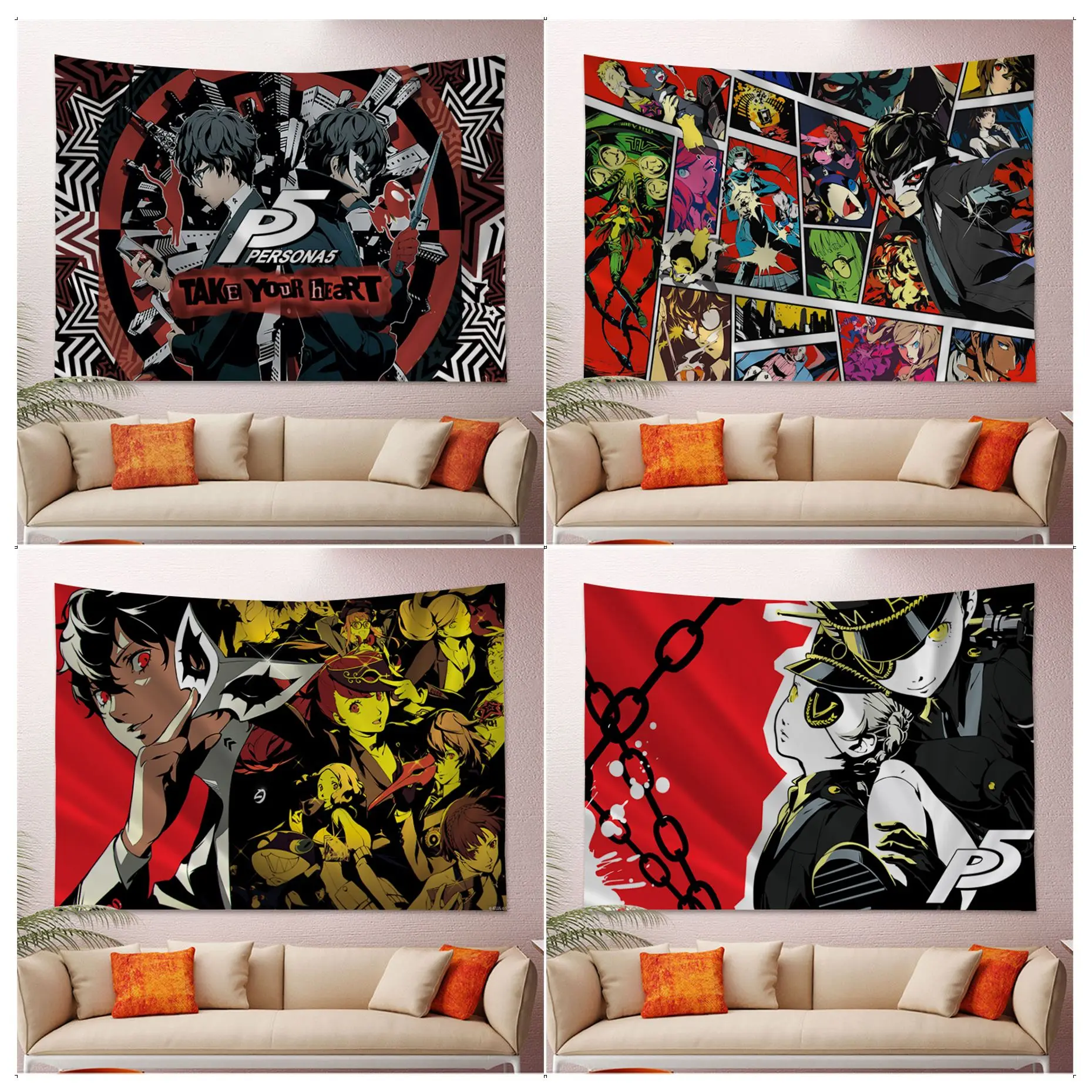 

Persona 5 Classic Anime Tapestry Tapestry Art Printing Indian Buddha Wall Decoration Witchcraft Bohemian Hippie INS Home Decor