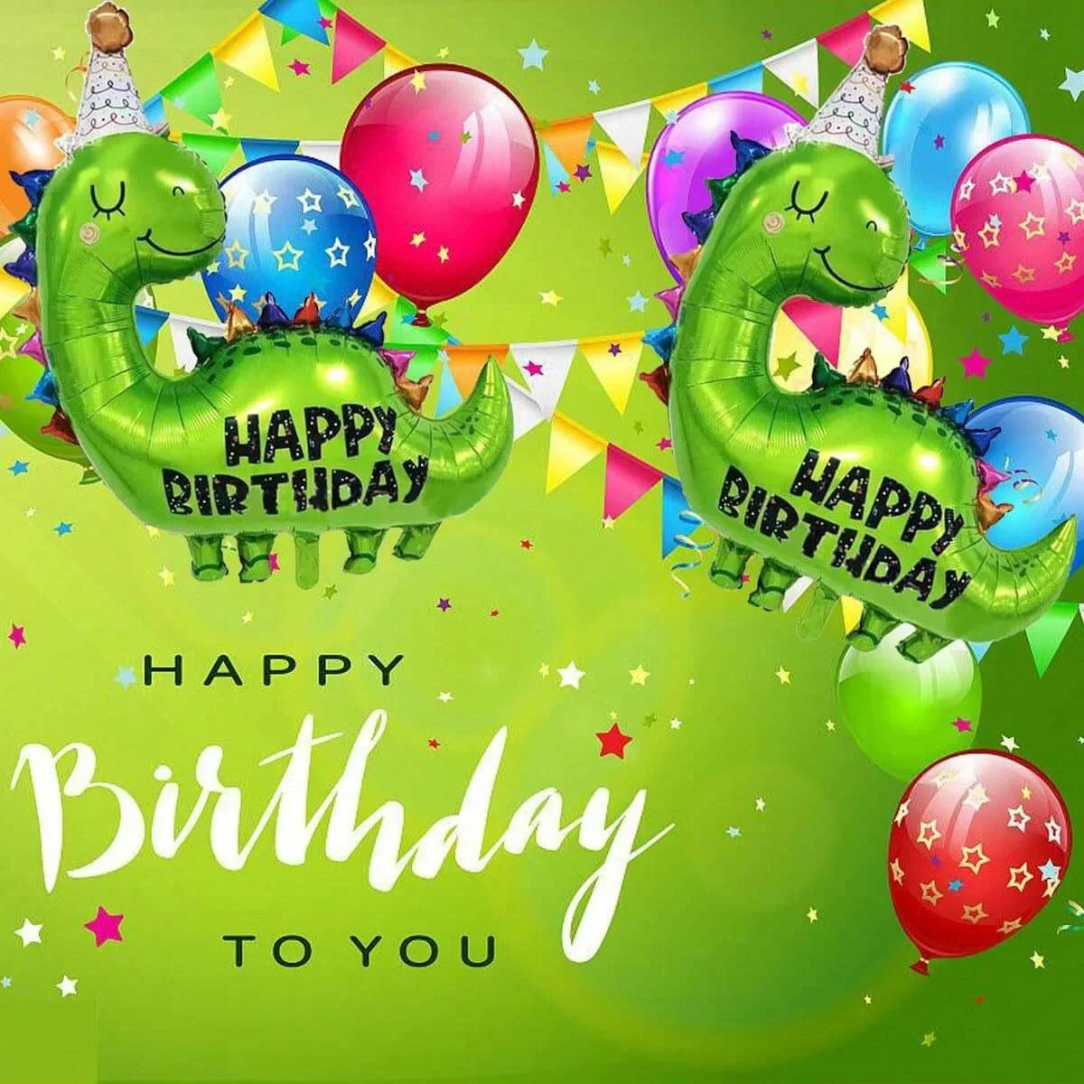 2 Stück 35 Zoll große grüne Dinosaurier-Folienballons Tierwelt-Themen Geburtstagsparty-Zubehör Dekoration – Detail 7
