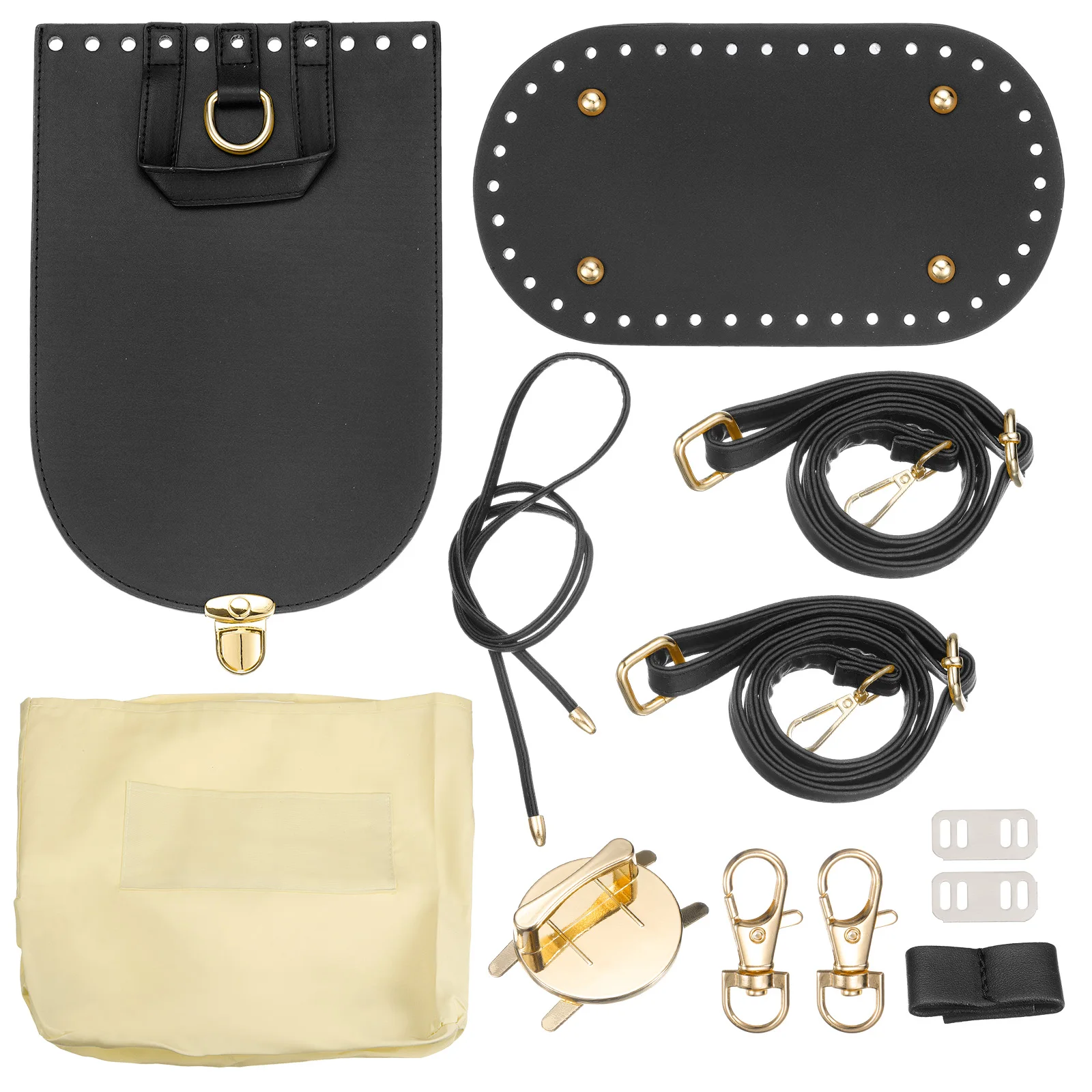 Leather Purse Making Kit 5Pcs DIY PU Leather Bag Backpack Making Set Bag Bottom Shoulder Strap Flap Cover Drawstring for Purse