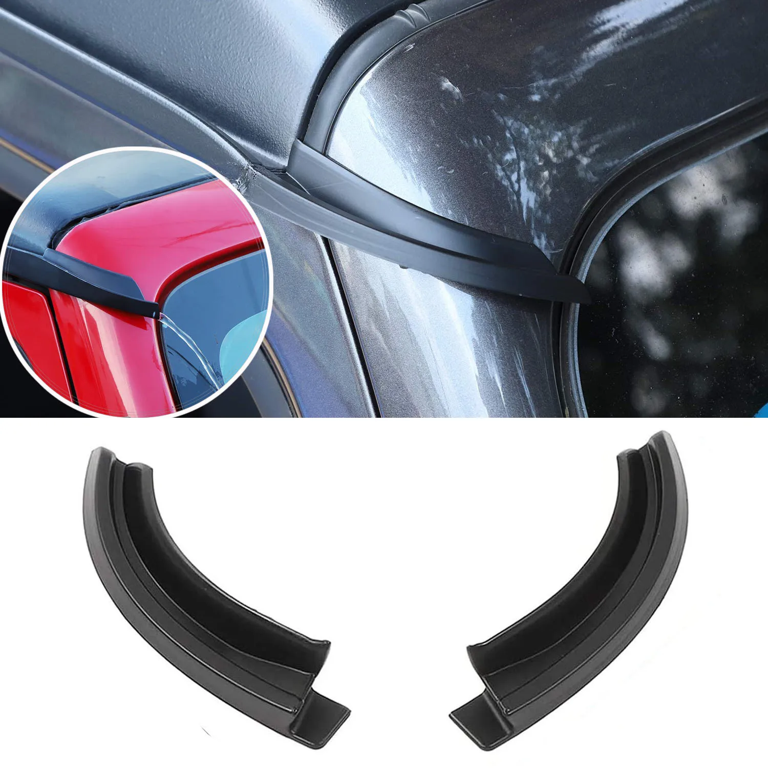 Hard-Top Roof Rainwater Guard ABS Diverters Channel Slot Gutter for Jeep Wrangler JK JL 2007-2017 2018-2023 Drip Rail Extension
