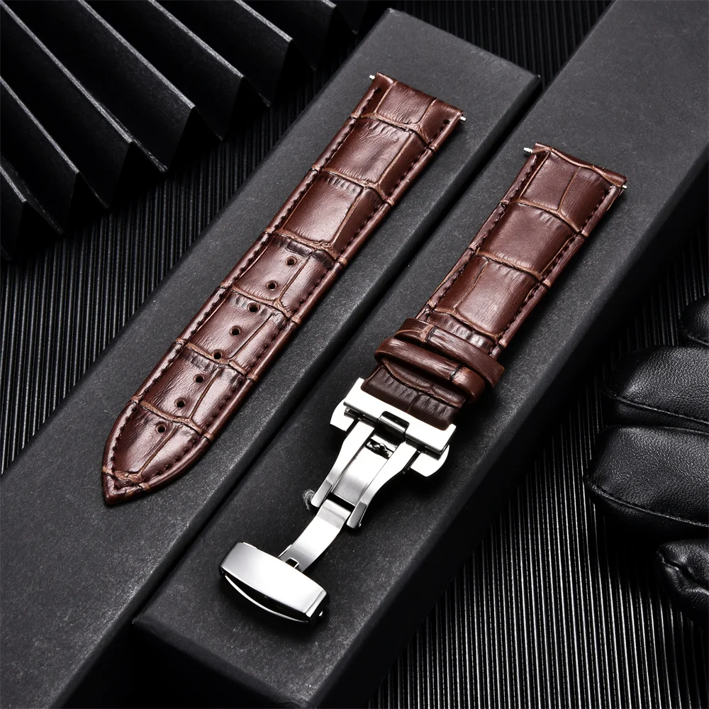 Bargain Calfskin 20 mm Wristwatch Band W0261GGTSLV_K0014545