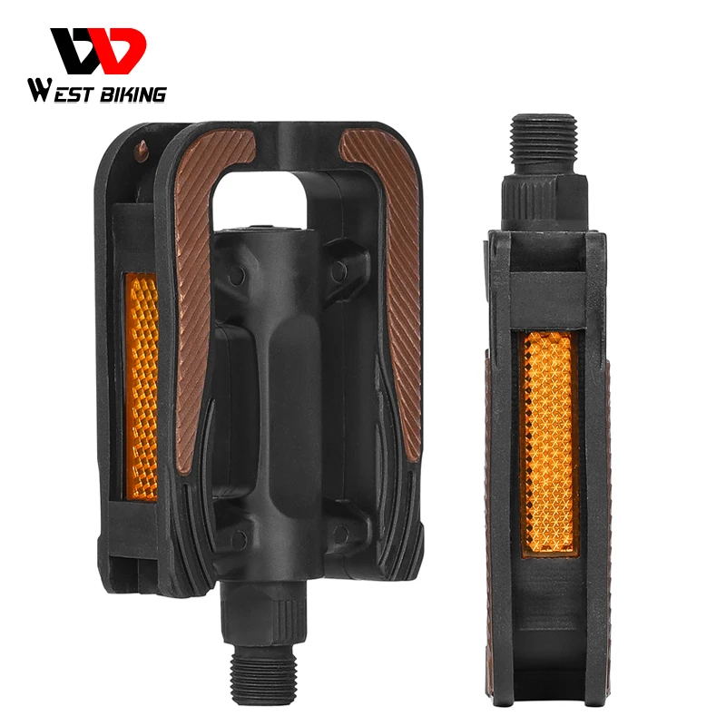

WEST BIKING MTB Bike Pedals Ultralight Anti-slip Road Bicycle Pedals Bicycle Accessories Bearing Reflective 9/16'' Cycling Pedal