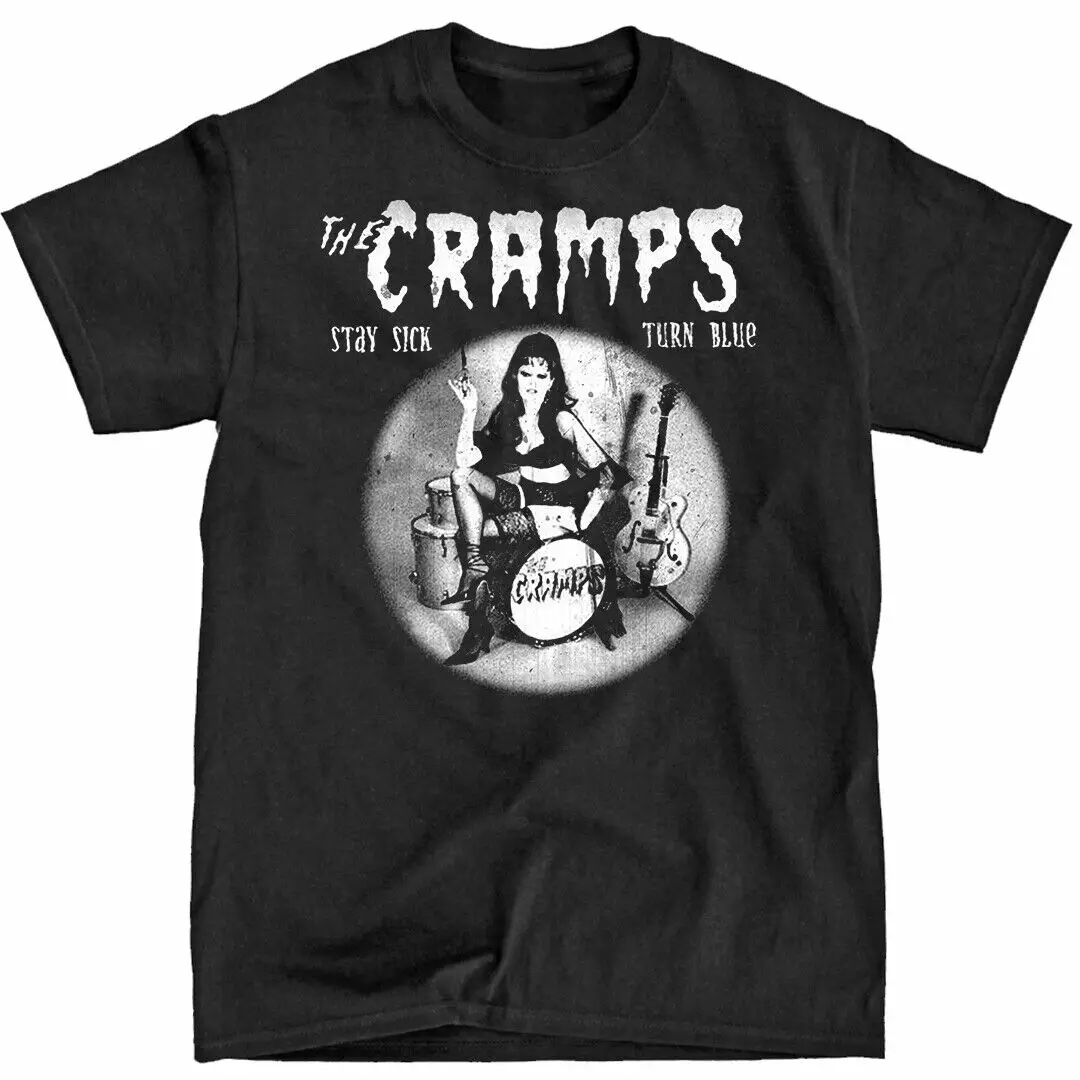 The Crampi Rock Band Stay Sick Turn Blue - Black T-Shirt Maniche Lunghe O Corte