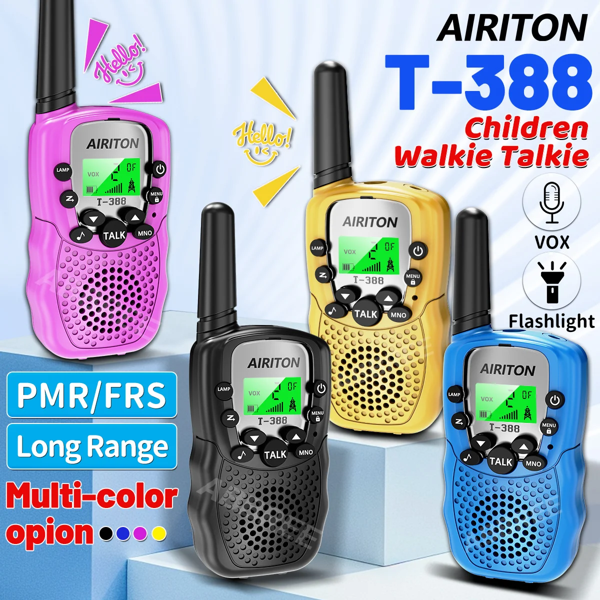 2 pièces AIRITON T-388 enfants talkie-walkie PMR/FRS Mini émetteur-récepteur portable longue portée cadeaux d'anniversaire pour les aventures en plein air randonnée