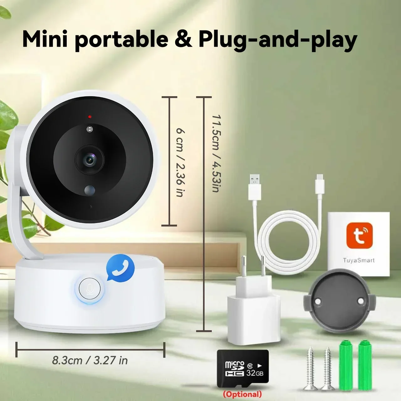 PEGATAH 5MP One-touch Call Indoor Baby Monitor WiFi PTZ Camera Auto Tracking Color Night Vision IP Surveillance Cam Tuya App 6