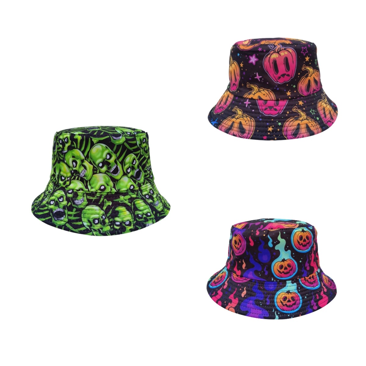 Halloween Print Bocca Pumpkin Bucket Hat Women Men Panama Festival Fisherman Hat Funny Skull Decorate Sunshine Outdoor Cap Gorra
