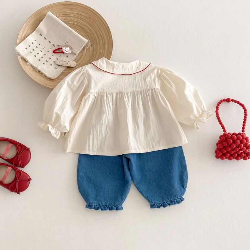 Description Picture 6 of itemGirls Fashion Shirt 2025 New Spring Baby Korean Long Sleeve Shirt Children Spring Strawberry Peter Pan Collar Top