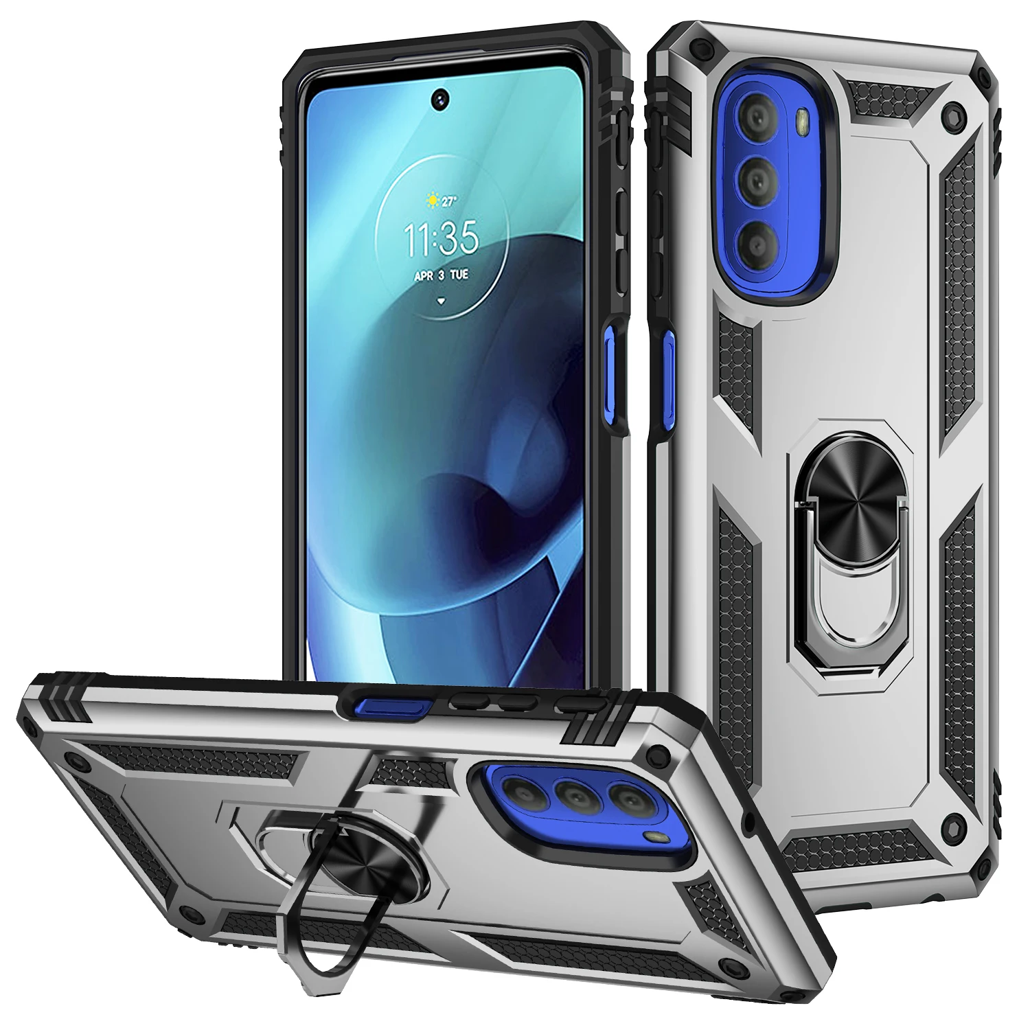 for Moto G 51 Cover Case for Motorola Moto G51 5G Shockproof Armor Rugged Military Protective Ring Holder Magnet Phone Case 6