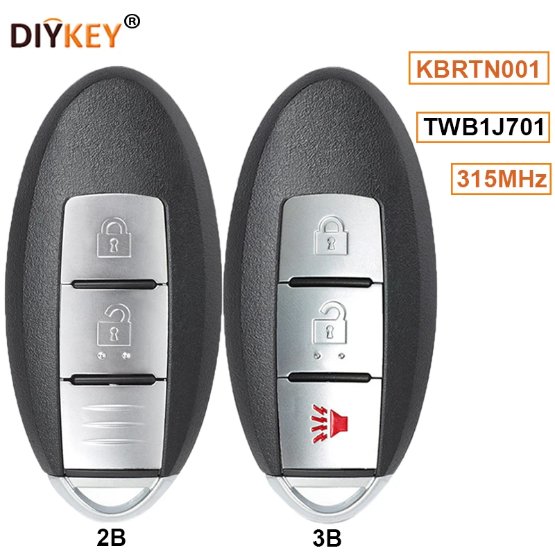 bosch spark plugs DIYKEY FCC: KBRTN001 315MHz 2/3 Button Smart Remote Key Fob Uncut Blade ID46 Chip for Nissan Murano 2005 2006 2007 P/N: TWB1J701 coil pack