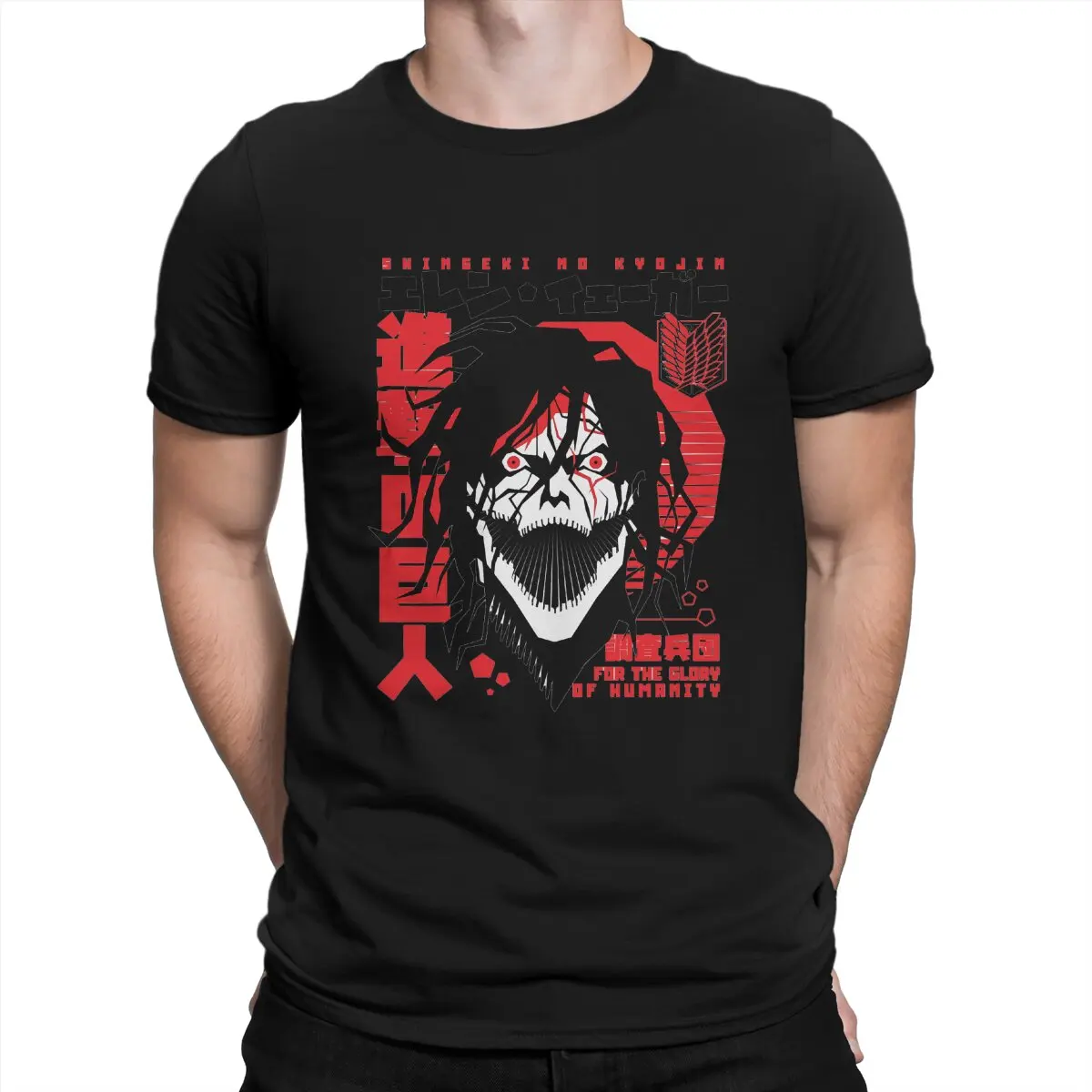 

Men's T-Shirts Japanese Anime Vintage Cotton Tees Short Sleeve Attack On Titan T Shirts Round Collar Clothing Summer