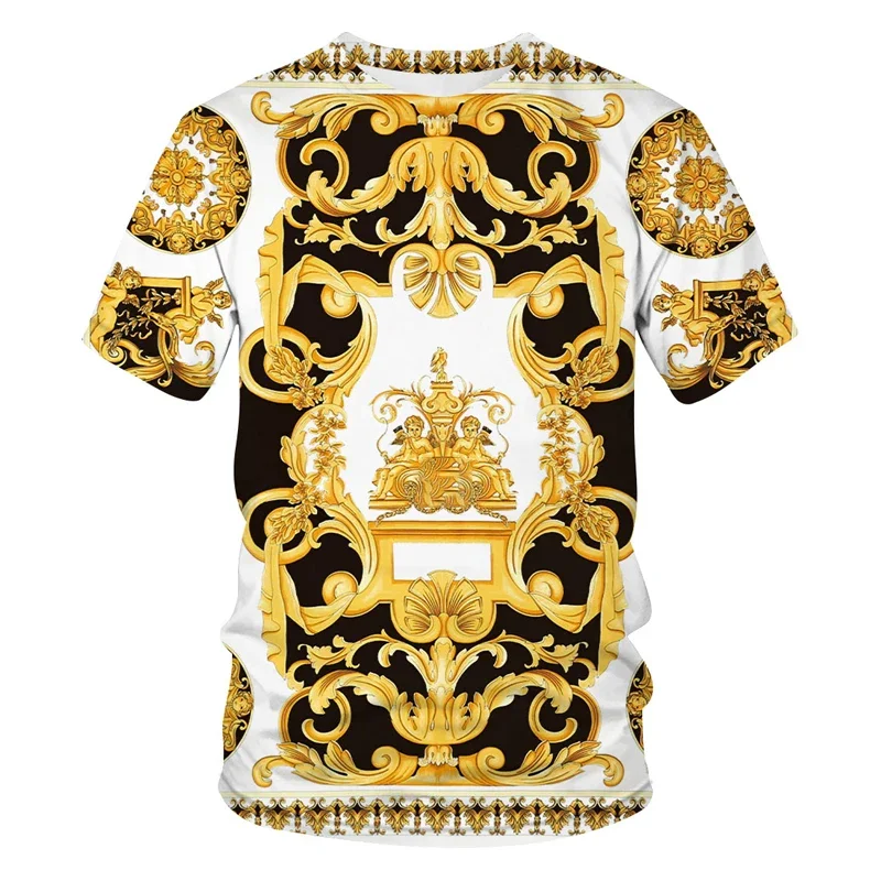 Luxus Barock Stil 3D Druck männer T-shirts Mode Rundhals Kurzarm Lose Tops Tees Übergroßen Männer Kleidung 6XL 2023 neue – Detail 27