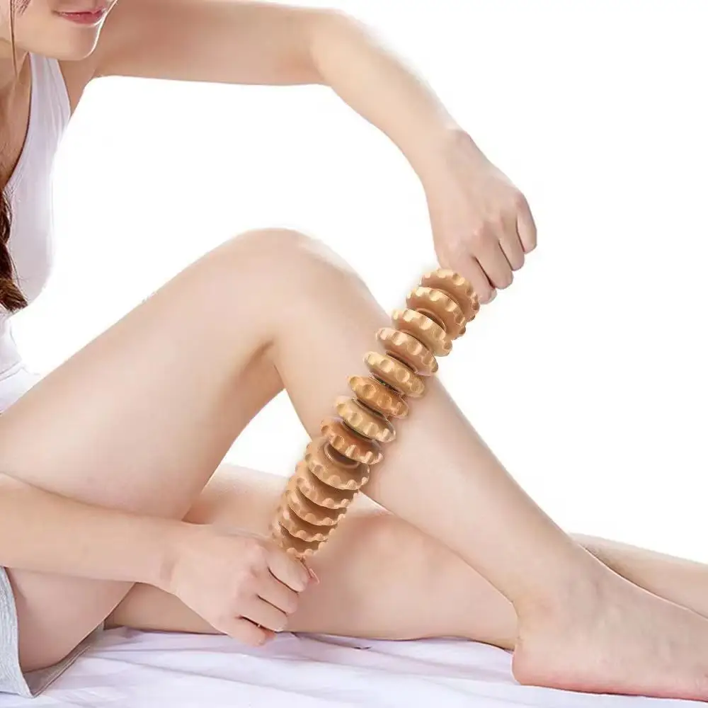 Massage Stick Wooden Muscle Relaxation Mace Massager Roller Fitness Meridian Yoga Stick Slimming Leg Cervical Spine Roller