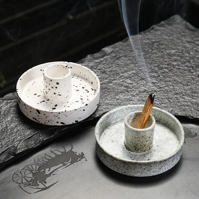 Ceramic Palo Santo Holder – Incense Burner, Handmade, Ash Catcher (Black) - View #12