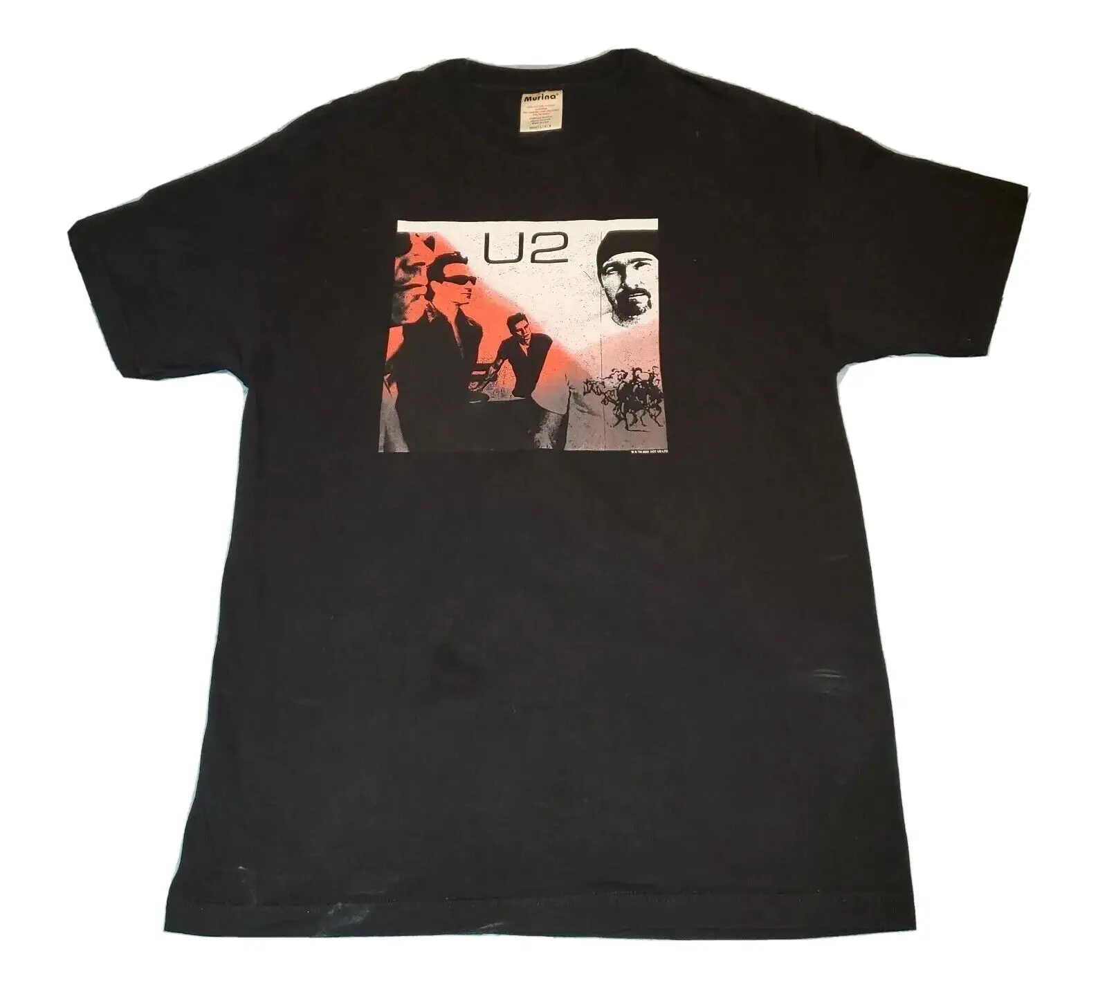 Sz Large Mens Vintage U2 Elevation Tour 2001 T-Shirt Band Concert Goal Elevation