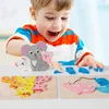 3D Wooden Puzzles Cartoon Animals Early Learning Cognition Intelligence Educational Puzzle Games for Children Montessori Toys 3