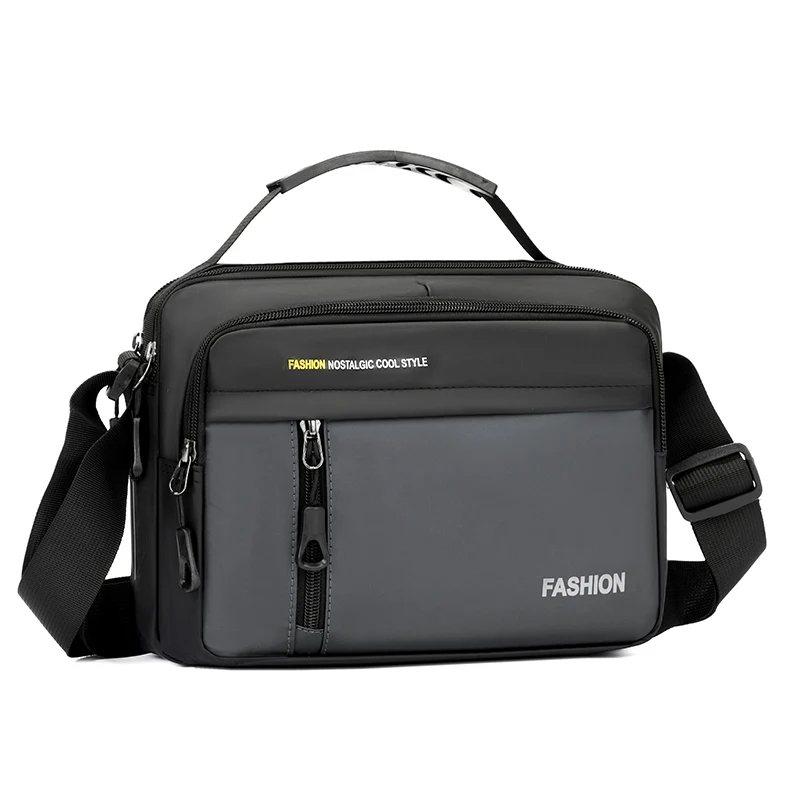 Men's Retro business adjustable shoulder bag - black, postman bag, zipper pocket, suitable for daily use