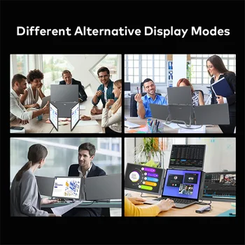 Monitor LCD de triple pantalla para ordenador portátil, pantalla FHD portátil, Monitor secundario para portátil con subpantalla de un solo cable de 14 pulgadas 2