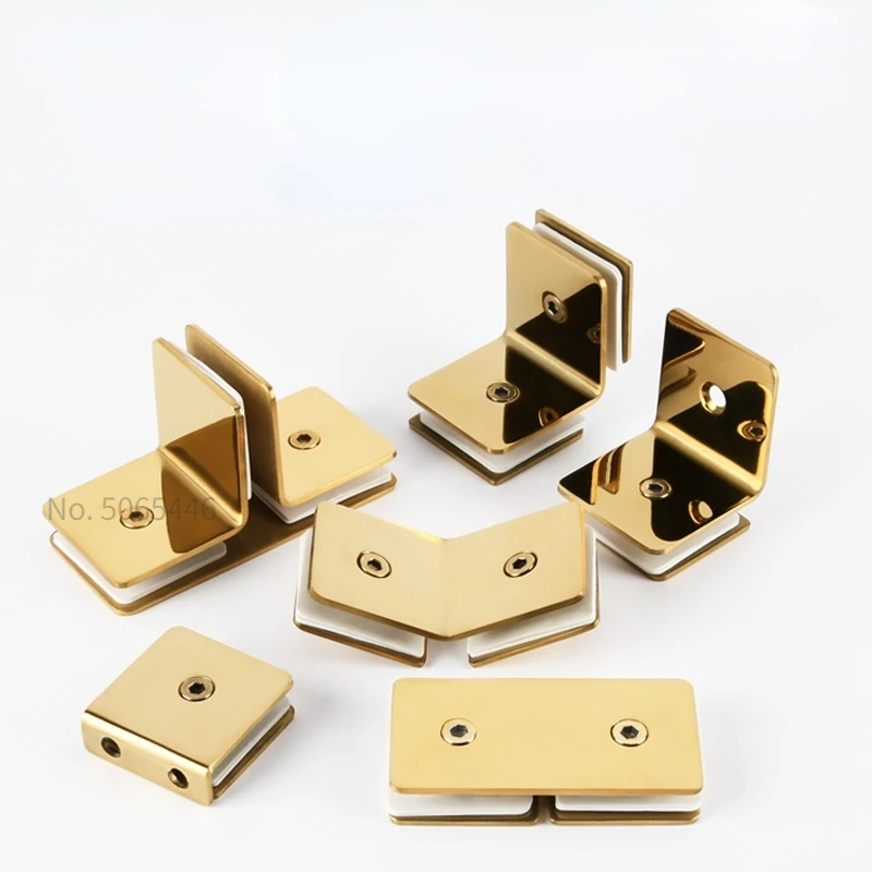 304 Stainless Steel Glass Clamp Titanium Gold Lshaped Shower Room Partition Code Bathroom Glass
