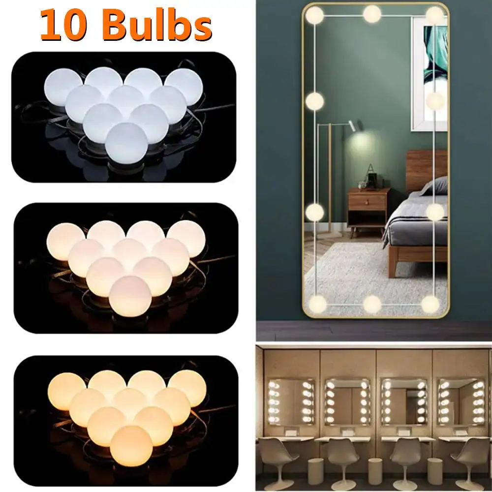 5V LED Makeup Mirror Light Dressing Table Lamp Dimmable Home Bedroom Bathroom Mirror Decoration Wall Light Bulb Kit 10pcs