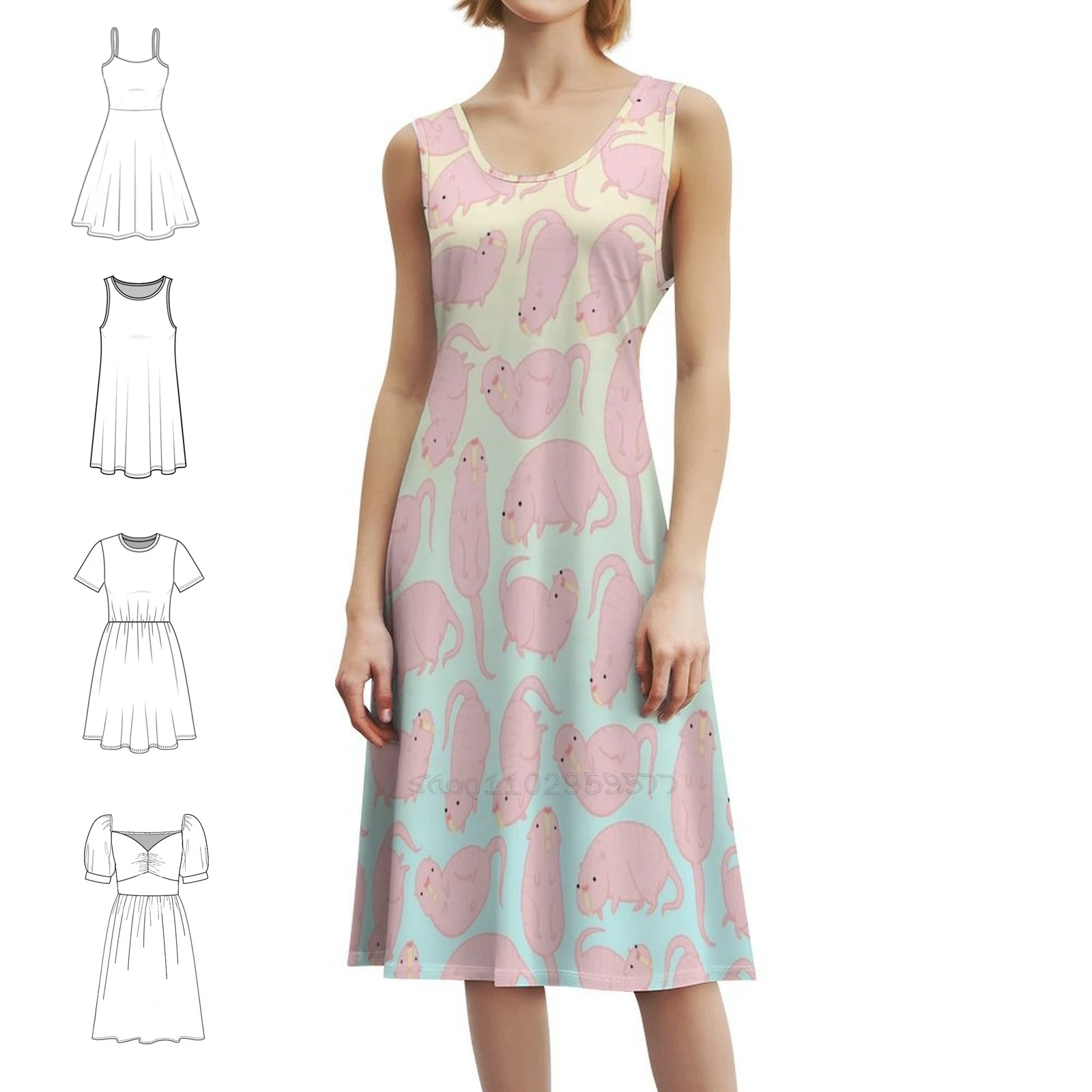 Mammal Ants Preppy Style Mini Dress For Women A-Line Loose Fit Casual Day Dress Mole Rat Mole Rats Mole Moles Rat Rats Women's