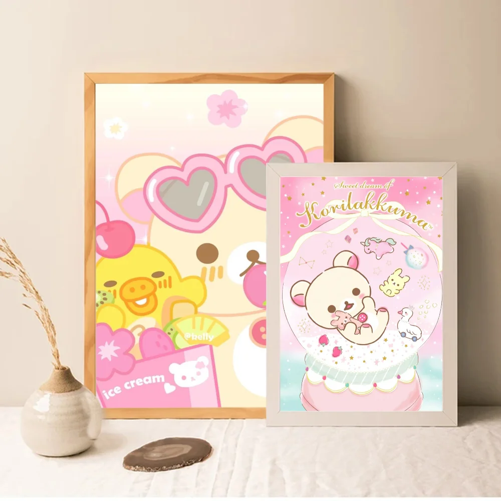 Cute Rilakkuma Bear Vintage Posters Sticky Vintage Room Home Bar Cafe Decor Kawaii Room Decor