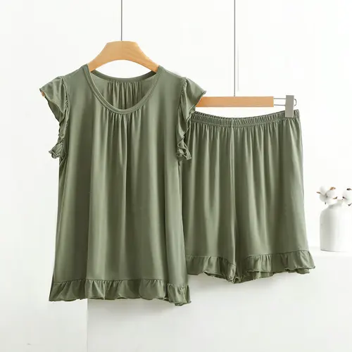 XL-8XL 여성용 플러스 사이즈 모달 잠옷, 민소매 상의, 반바지 수트, 여름 잠옷, 팜므 잠옷 세트, 신상 3