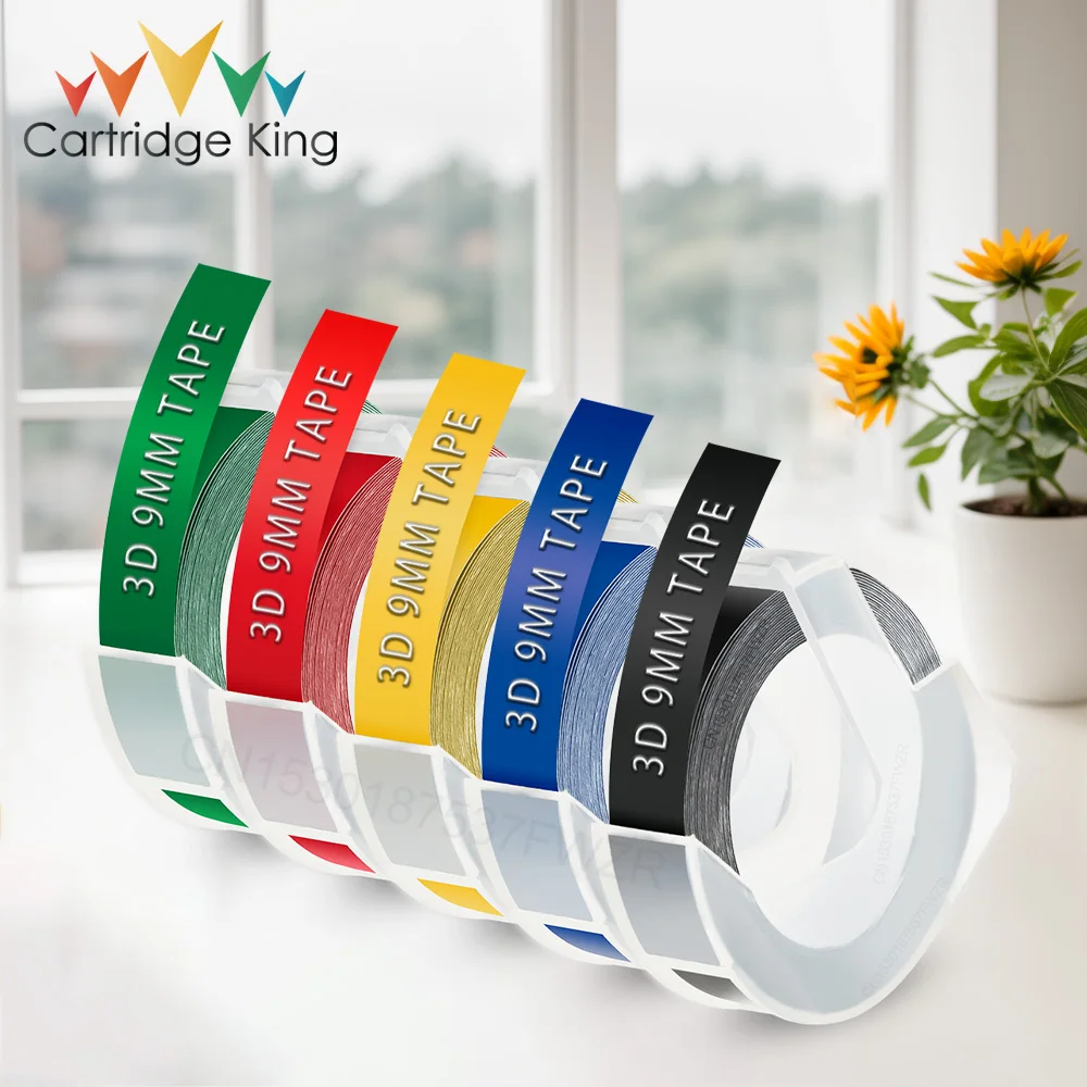 5PK Dymo 3D Label Tape 9mm Embossing Tapes Candy Colors Printer Ribbon work for Dymo 12965 Labeler B90 Adhesive Sticker Printer