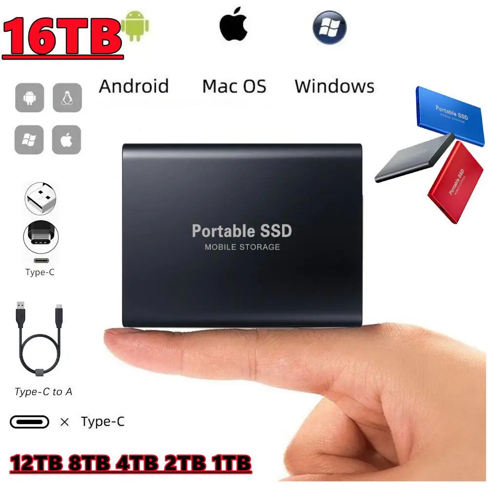 Lenovo Portable SSD 16TB High-capacity USB/Type-C Interface High-speed External Hard Drives Hard Disk For laptop/desktop/phone