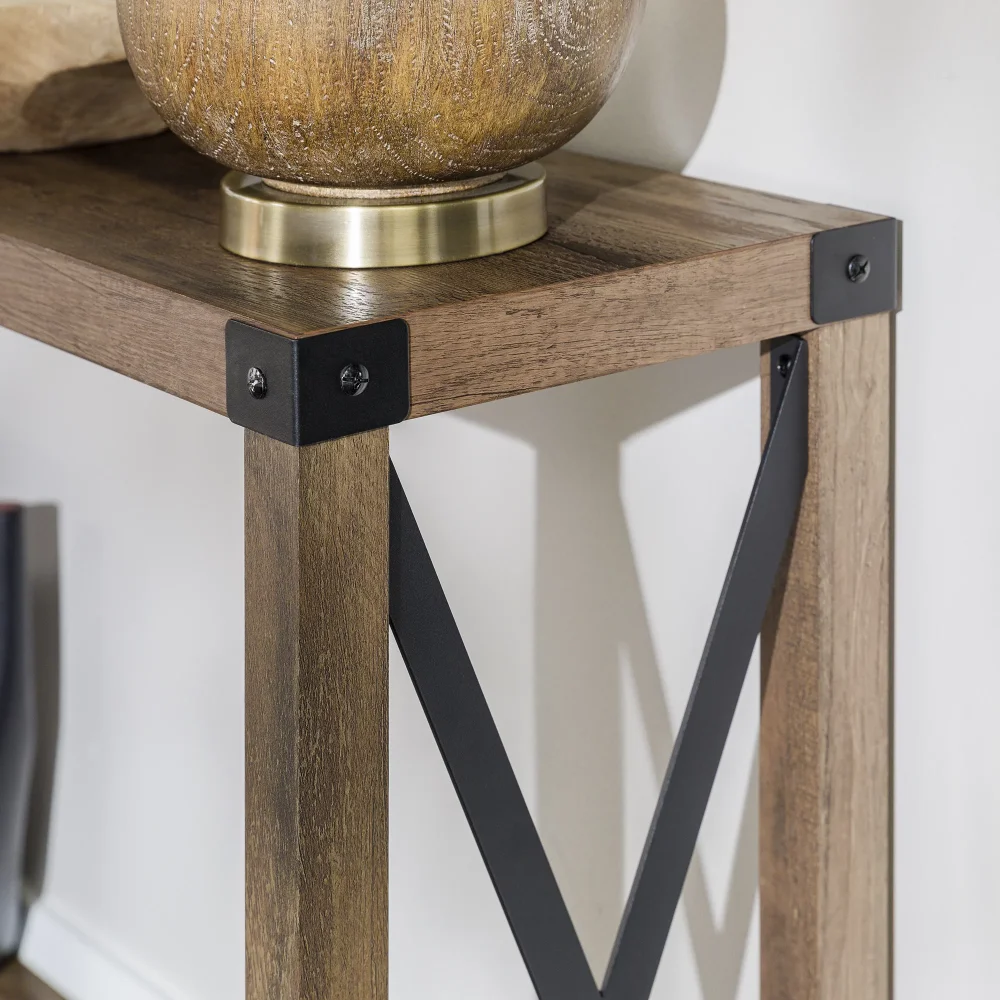 Wooden Metal Industrial Console Table