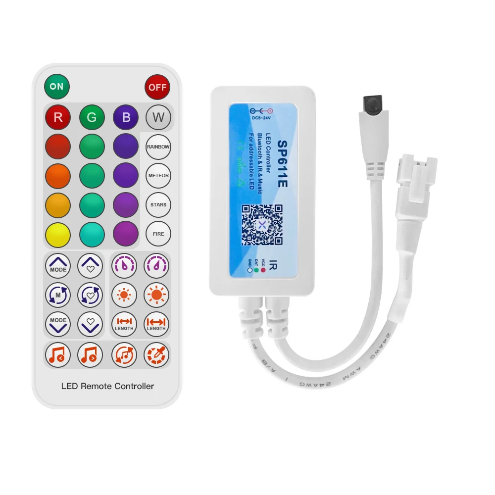 Description Picture 4 of itemUSB SP611E WS2812 Controller For Dream Color LED Strip RGB DC5V 12V 24V LED 600-Pixel Music Sync APP Bluetooth Pixel Control
