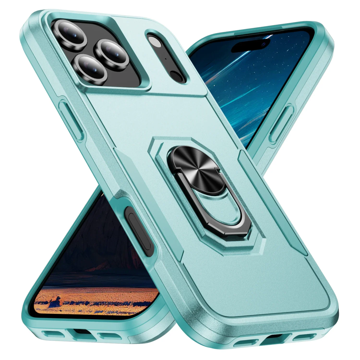 Military Grade Armor Case with Metal Stand and Ring Holder - Durable Coque Cover