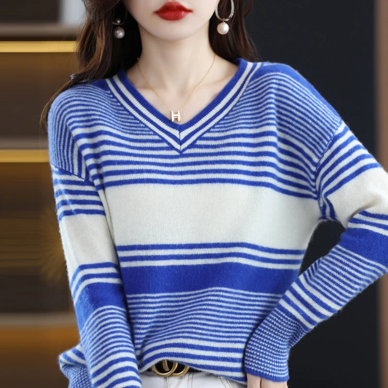 New Style Woman's Sweaters Female Pullover Long Sleeve V-neck Casual ...