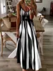 Targeted printed spring/summer new V-neck long dress 3