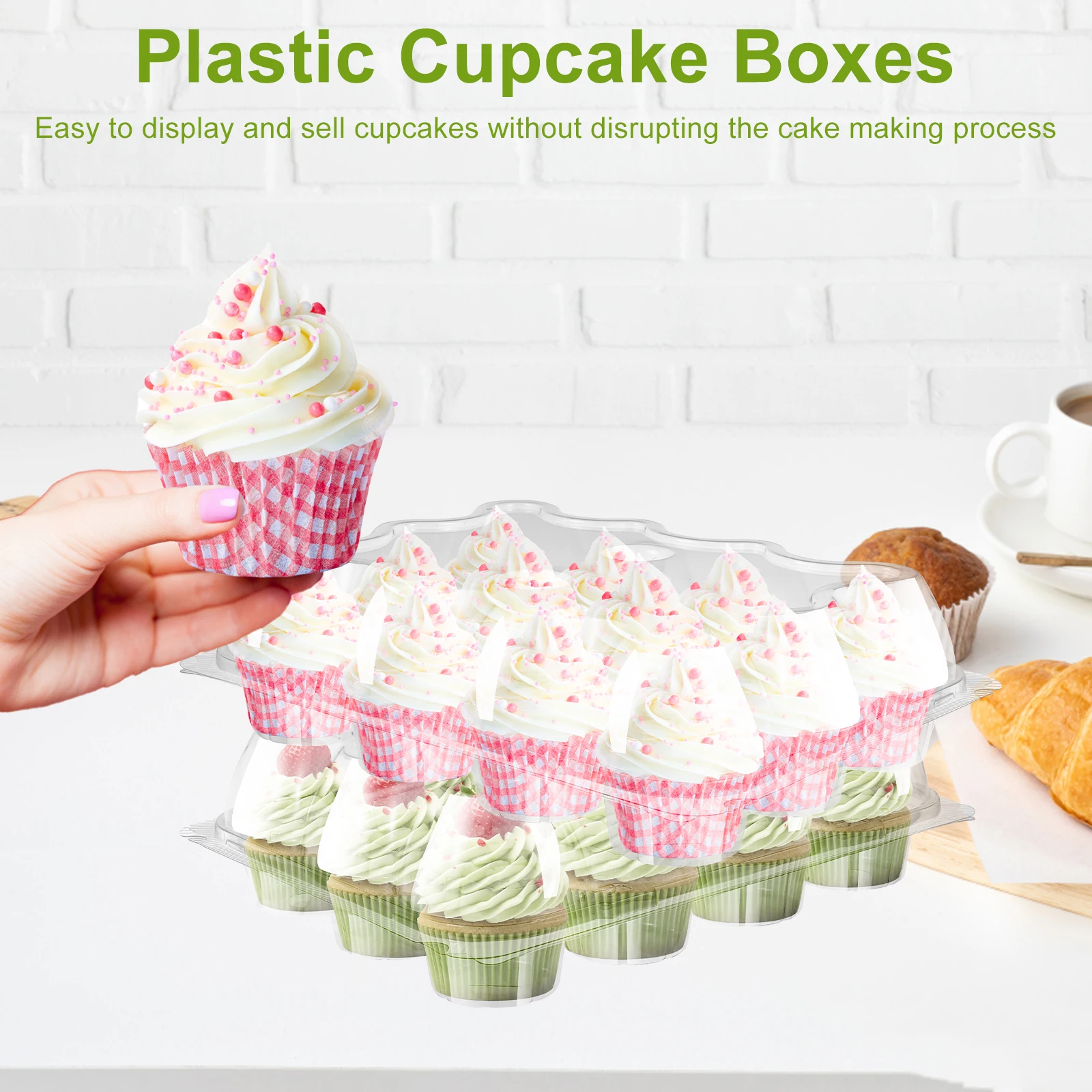 12/24Pcs 12-Hole Clear Plastic Cupcake Containers with Detachable Lids, Stackable Food-... - SKU CPCC1612 - UGI Packaging