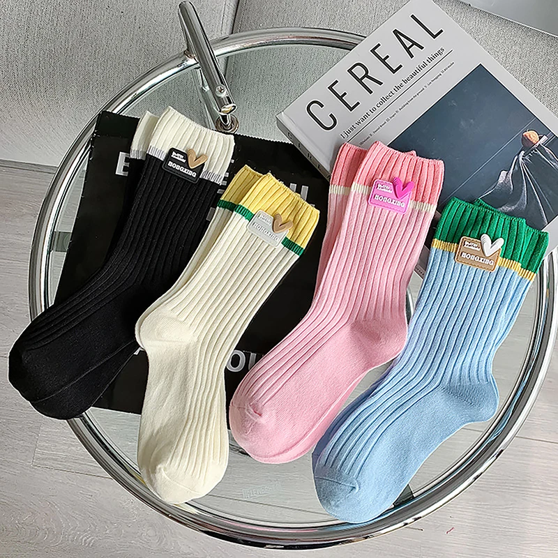 

Harajuku Kawaii Mid Tube Socks Korean Candy Color Women Socks Breathable Casual Short Socks Hip Hop Cotton Socks