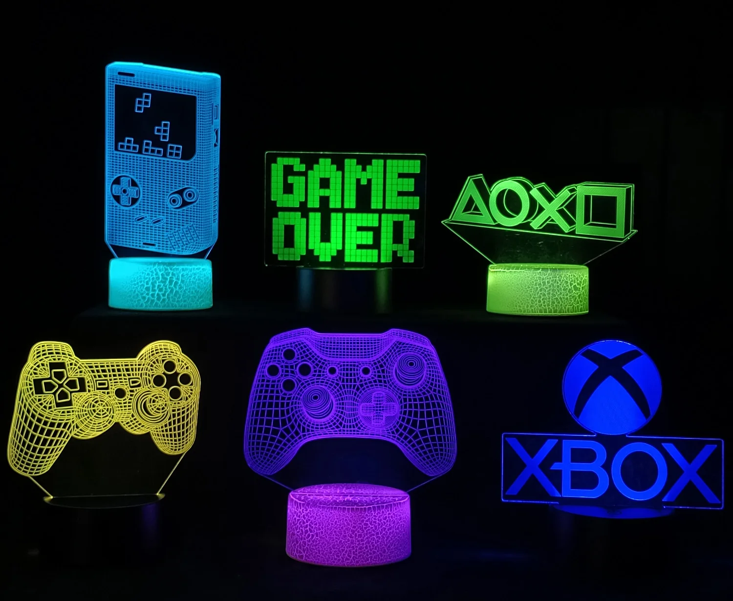 PS Gaming Room Desk Setup Lighting Gaming Console Decor 3D Visual LED Night Lamp Controller Icons Light Gift for Boys and Grils