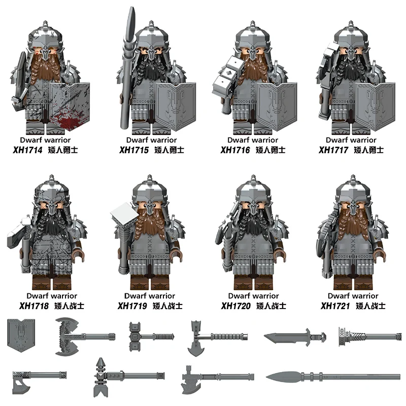 

20pcs Medieval Military Lord Of Elven Guard Army Orcs Dwarves Warriors The Rings Children Mini Assembled Building Block Figures