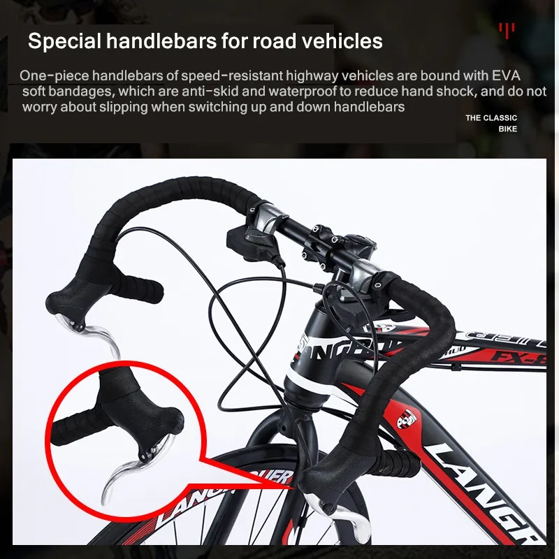 Curved Road Bicycle 700C Variable Speed StudentAdult Male And Female Shock Absorption Double Disc Brake Bicycle Racing Bike fixed gear bike