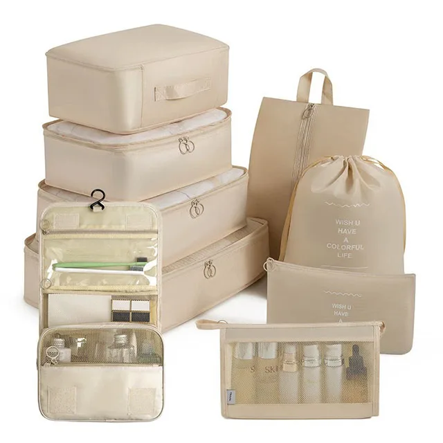 11-Piece Waterproof Travel Packing Cube and Storage Bag Set for Clothes and Accessories