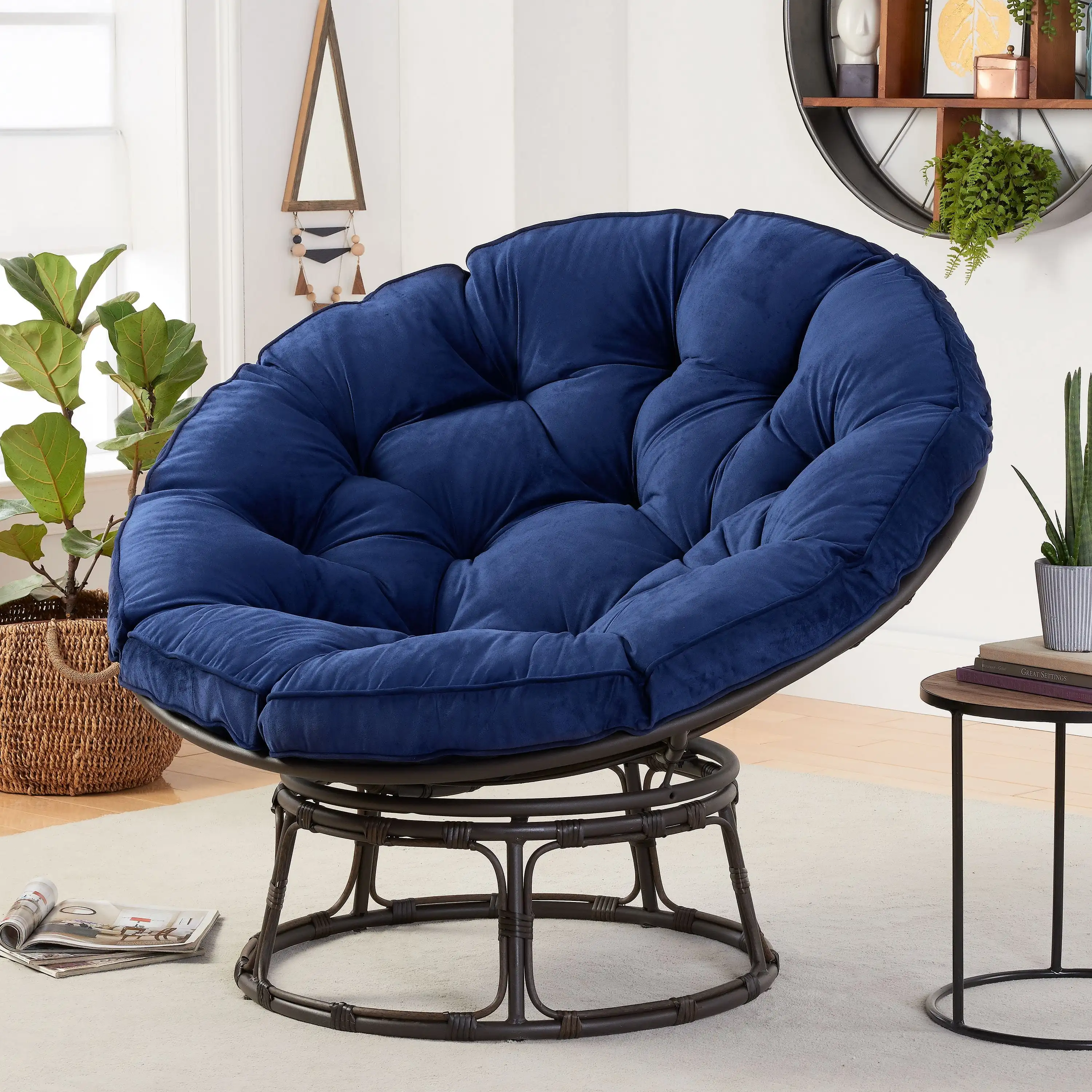 

Better Homes & Gardens Papasan Chair, Polyester, Blue