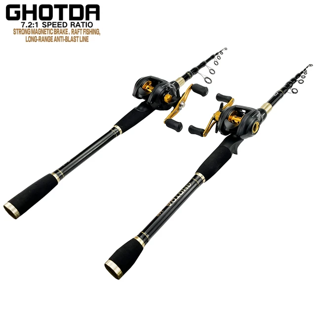 Baitcaster Combo Spinning Casting Fishing Rod with Reinforced Reel Portable Ultralight  Fishing Tackle Set 1.6m 1.8m 2.1m 2.4m - AliExpress