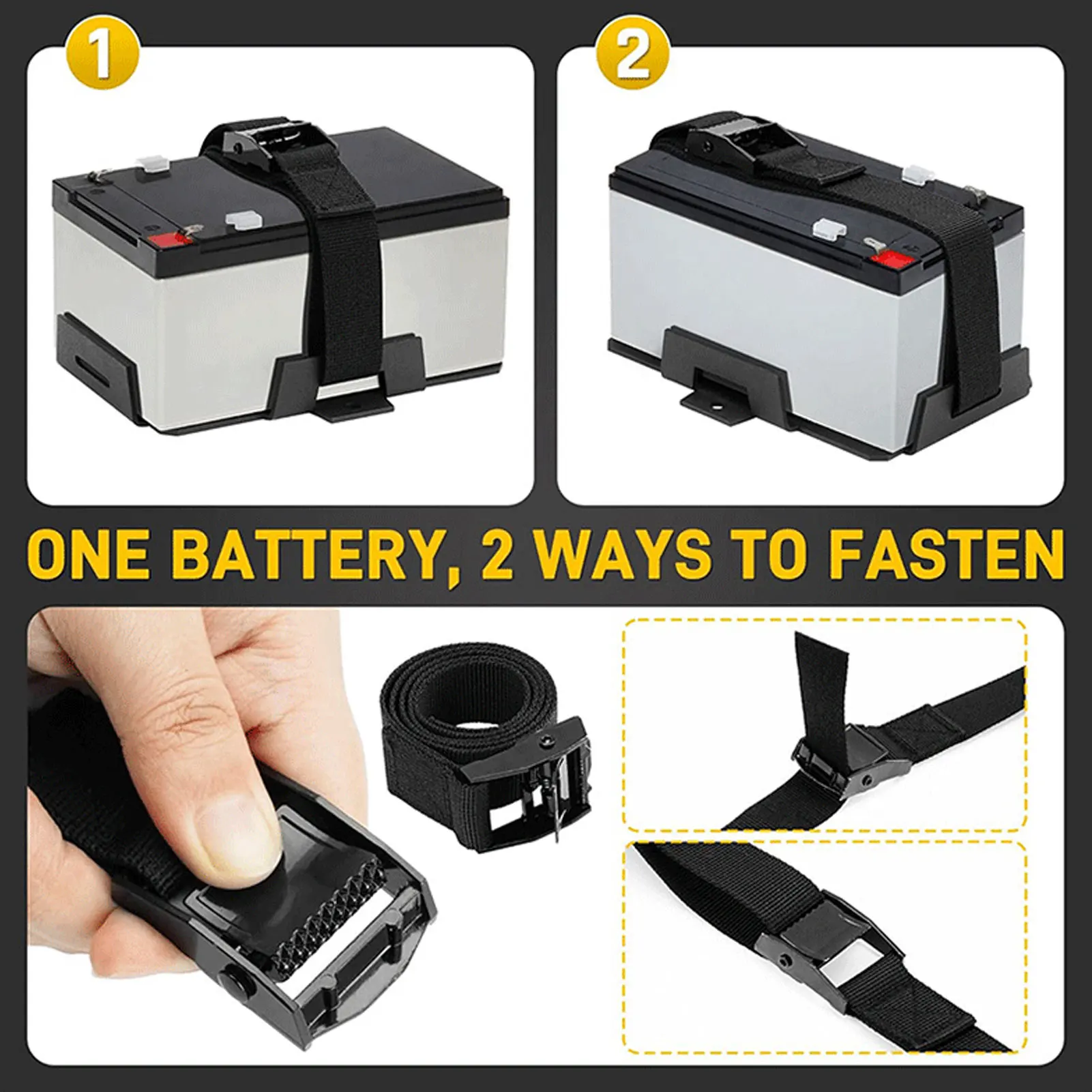 Small Battery Tray Safe Storage Compact Pre Drilled Easy To Install Versatile 12V 6V Battery Tray with Hold Down Strap for Boat