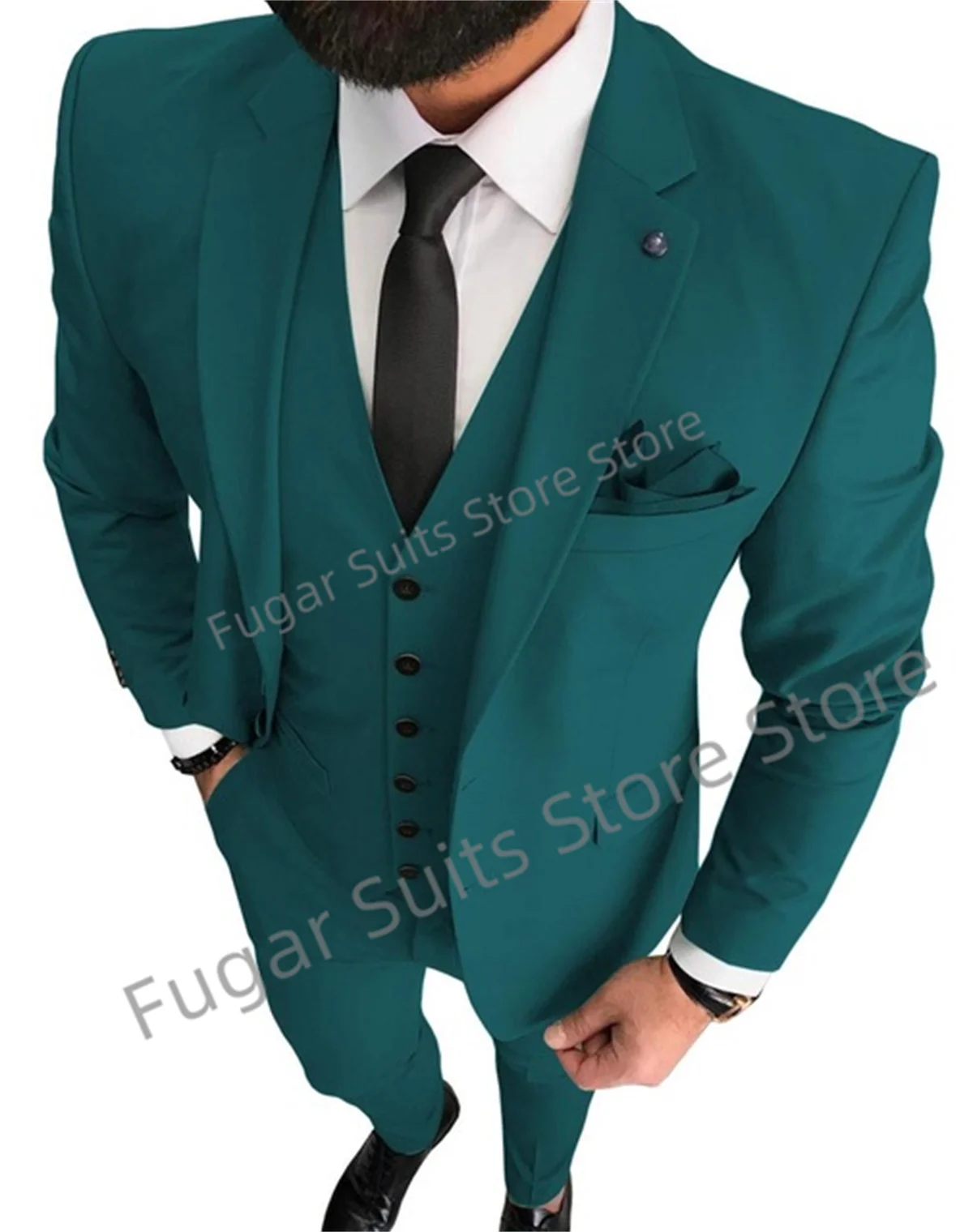 Business Mens Wedding Suit Slim Fit Single Breasted Groom Tuxedos Tailor Made 3 Pieces Jacket+Pant+Vest Trajes De Homber