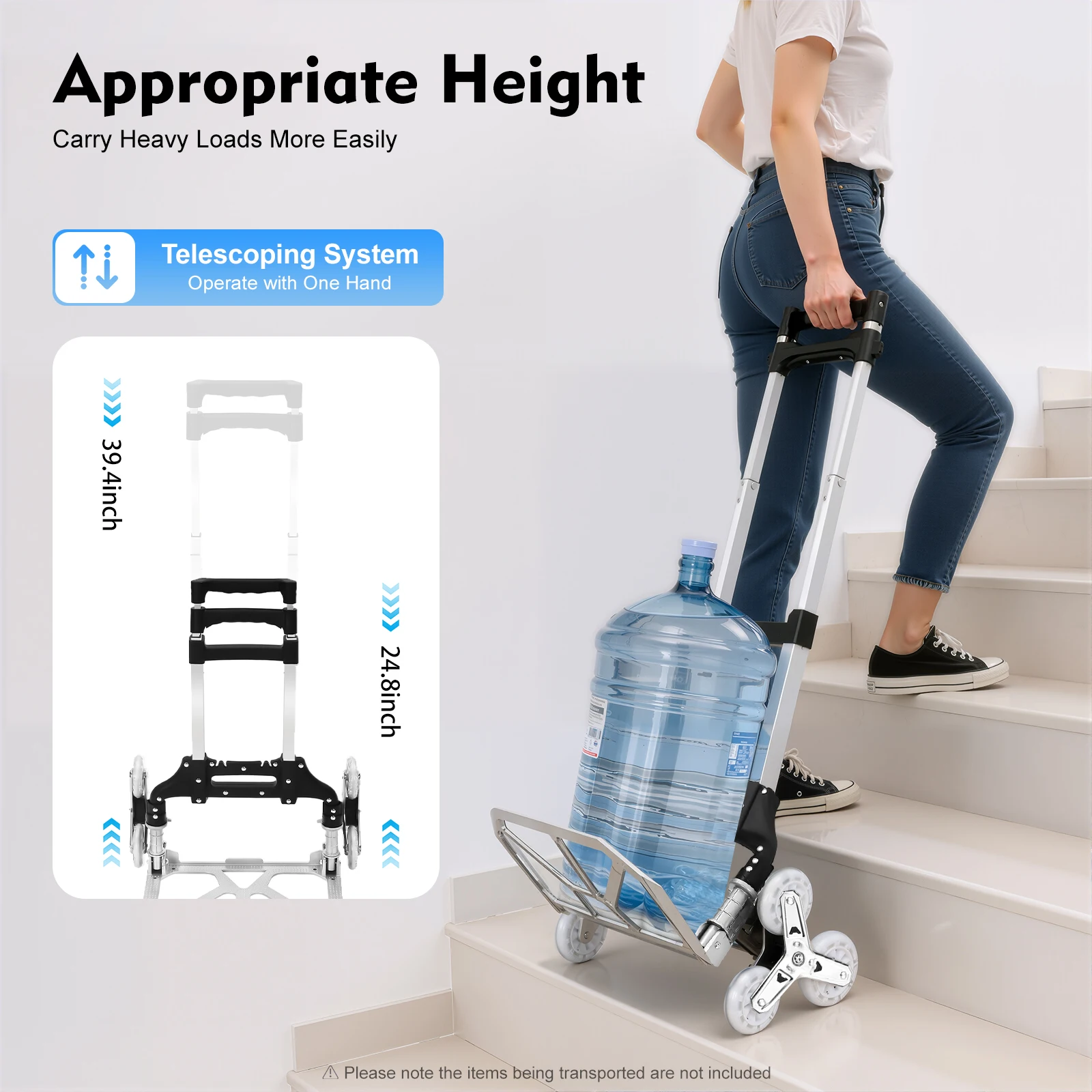 Klappbarer Treppensteiger-Transportwagen, Handkarren für Treppen, 6 Räder für Einkauf, Möbel, Gepäcktransport – Detail 3