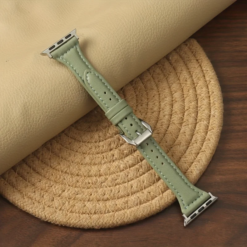 حزام جلدي نحيف لساعة أبل 11 العصابات 45 مللي متر 4...